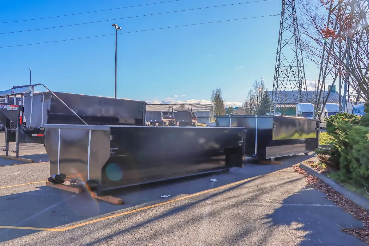 Roll-off dumpster ready for waste disposal at job site for Commercial Dumpster Rental in Manasquan